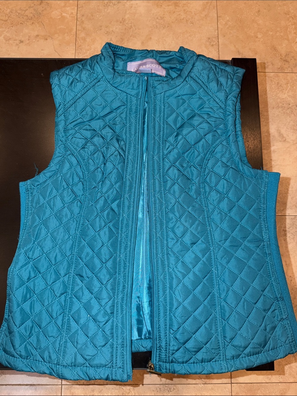 Cropped Quilted Vest - Teal